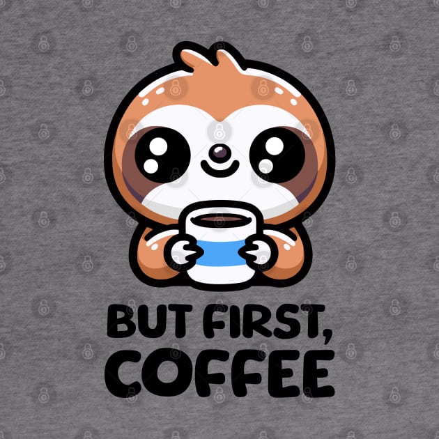 But First Coffee! Cute Coffee Sloth by Cute And Punny